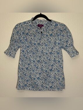 J. Crew Ruffleneck keyhole top in Liberty® Grace Emily Bell fabric XXS